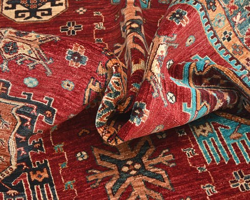 5x7 Red Ersari Afghan Hand Knotted Veg Dye Wool Area Rug
