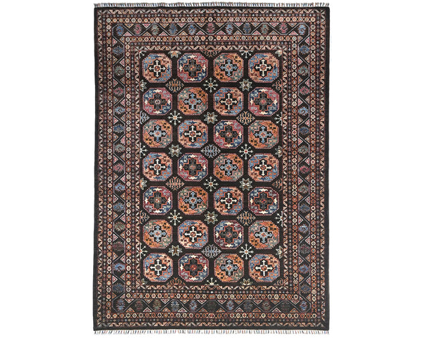 6x8 Brown Khurgeen Afghan Hand Knotted Wool Area Rug