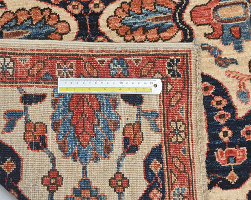 Alfombra afgana Aryana beige de lana teñida con vegetales, anudada a mano, 3x4