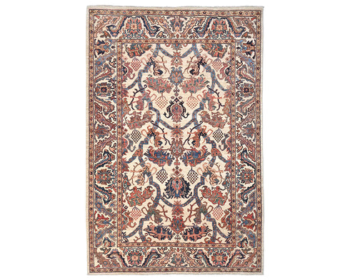 Beige 6x9 Aryana Afghan Hand Knotted Veg Dye Wool Area Rug