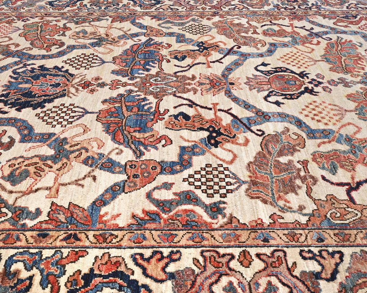 Alfombra afgana Aryana de lana teñida con tinte vegetal, anudada a mano, color beige, 6x9