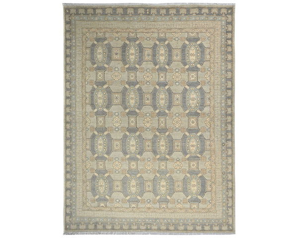 9x12 Zeigler Gray Afghan Hand Knotted Wool Area Rug