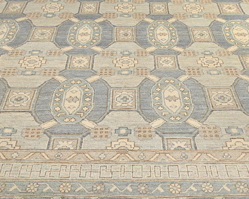 9x12 Zeigler Gray Afghan Hand Knotted Wool Area Rug