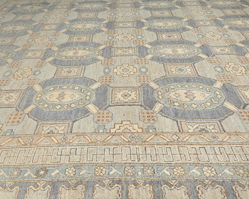 9x12 Zeigler Gray Afghan Hand Knotted Wool Area Rug