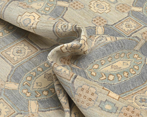 9x12 Zeigler Gray Afghan Hand Knotted Wool Area Rug