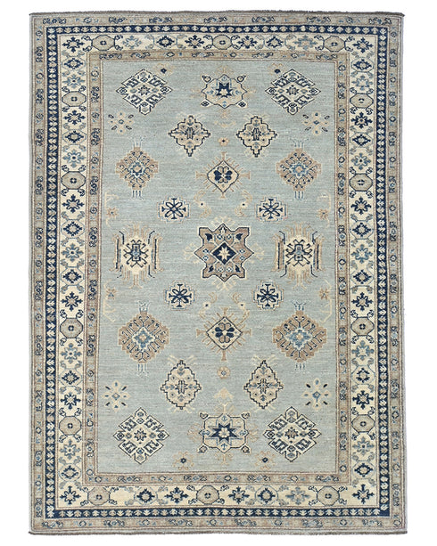 5x7 Kazak Gray Afghan Hand Knotted Traditional Wool Area Rug