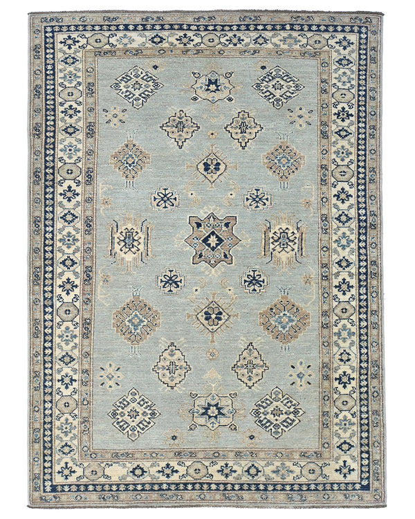 5x7 Kazak Gray Afghan Hand Knotted Traditional Wool Area Rug