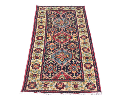 2x5 Yousafi Multicolor Afghan Hand Knotted Wool Area Rug
