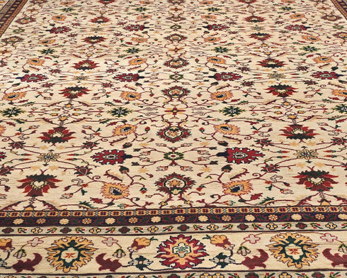 10x13 Yousafi Beige Afghan Hand Knotted Wool Area Rug