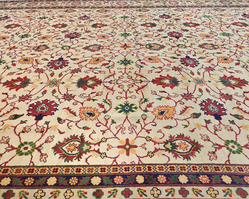 10x13 Yousafi Beige Afghan Hand Knotted Wool Area Rug