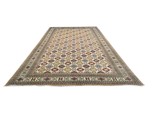 10x16 Yousafi Beige Afghan Hand Knotted Wool Area Rug