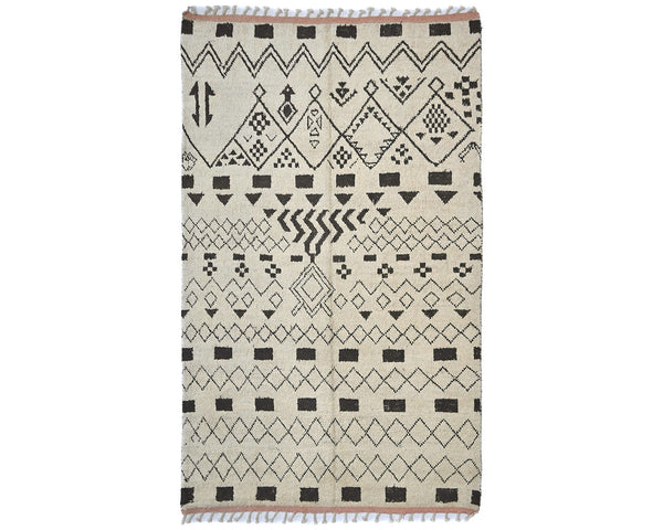 7x11 Moroccan Beige Hand Woven Wool Area Rug