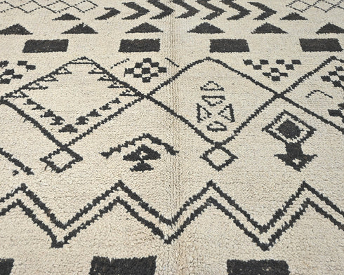 7x11 Moroccan Beige Hand Woven Wool Area Rug