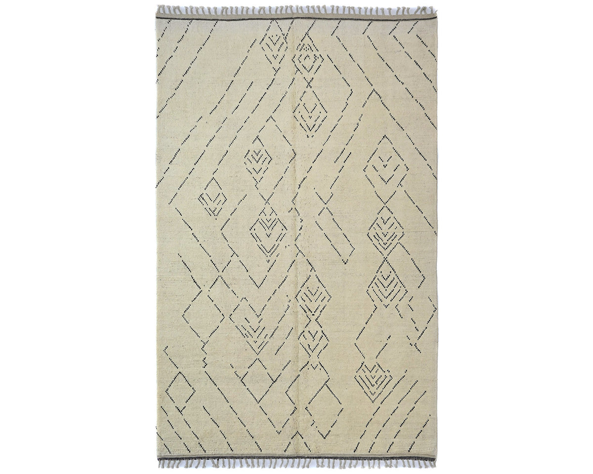 7x11 Moroccan Beige Hand Woven Wool Area Rug