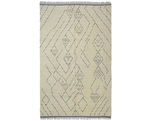 7x11 Moroccan Beige Hand Woven Wool Area Rug