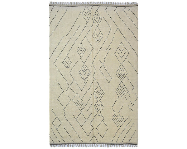7x11 Moroccan Beige Hand Woven Wool Area Rug