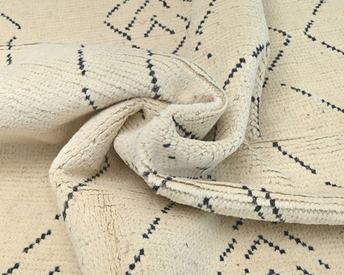 7x11 Moroccan Beige Hand Woven Wool Area Rug