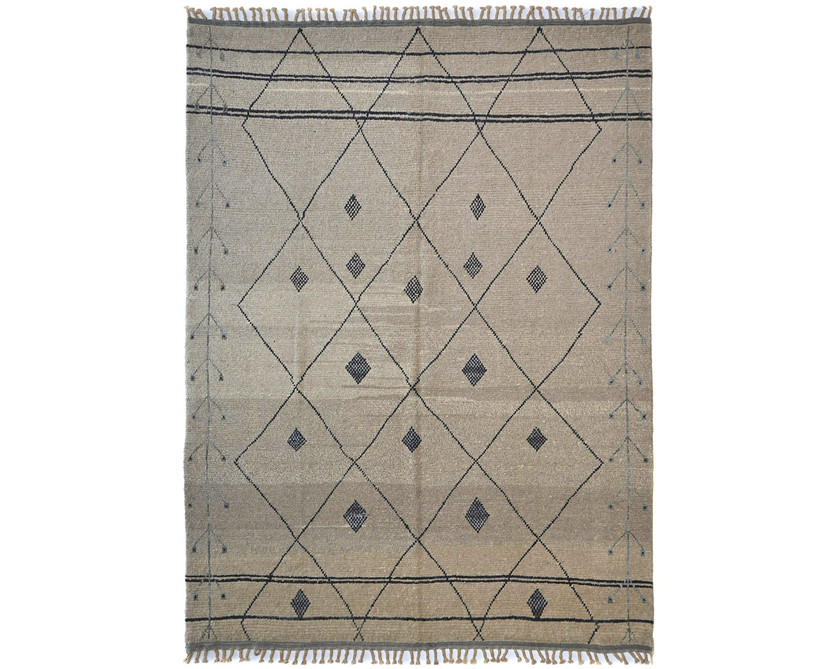 8x11 Moroccan Gray Hand Woven Wool Area Rug