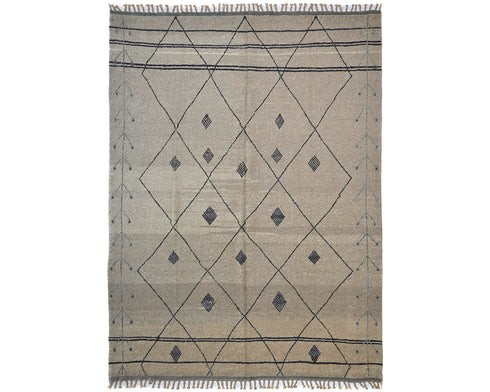 8x11 Moroccan Gray Hand Woven Wool Area Rug