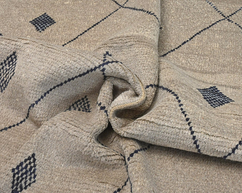 8x11 Moroccan Gray Hand Woven Wool Area Rug