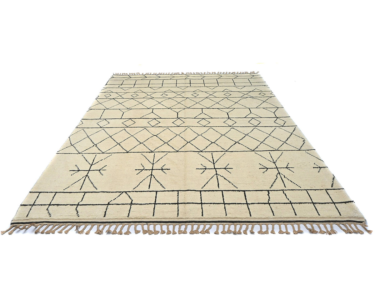 8x11 Moroccan Beige Hand Woven Wool Area Rug