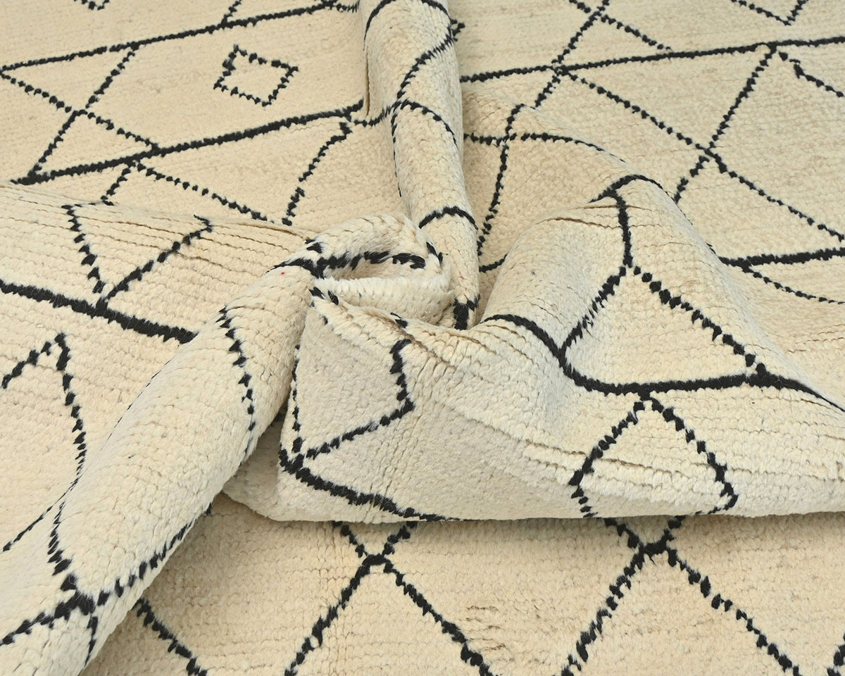 8x11 Moroccan Beige Hand Woven Wool Area Rug