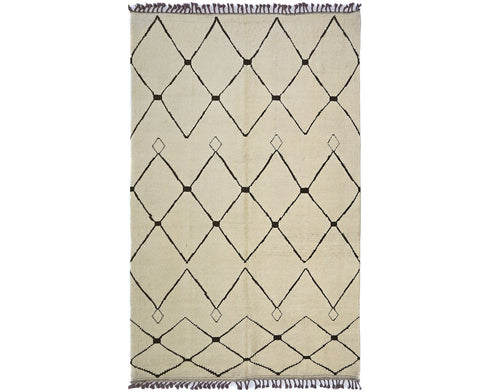 8x11 Moroccan Beige Hand Woven Wool Area Rug