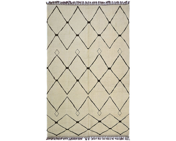 8x11 Moroccan Beige Hand Woven Wool Area Rug