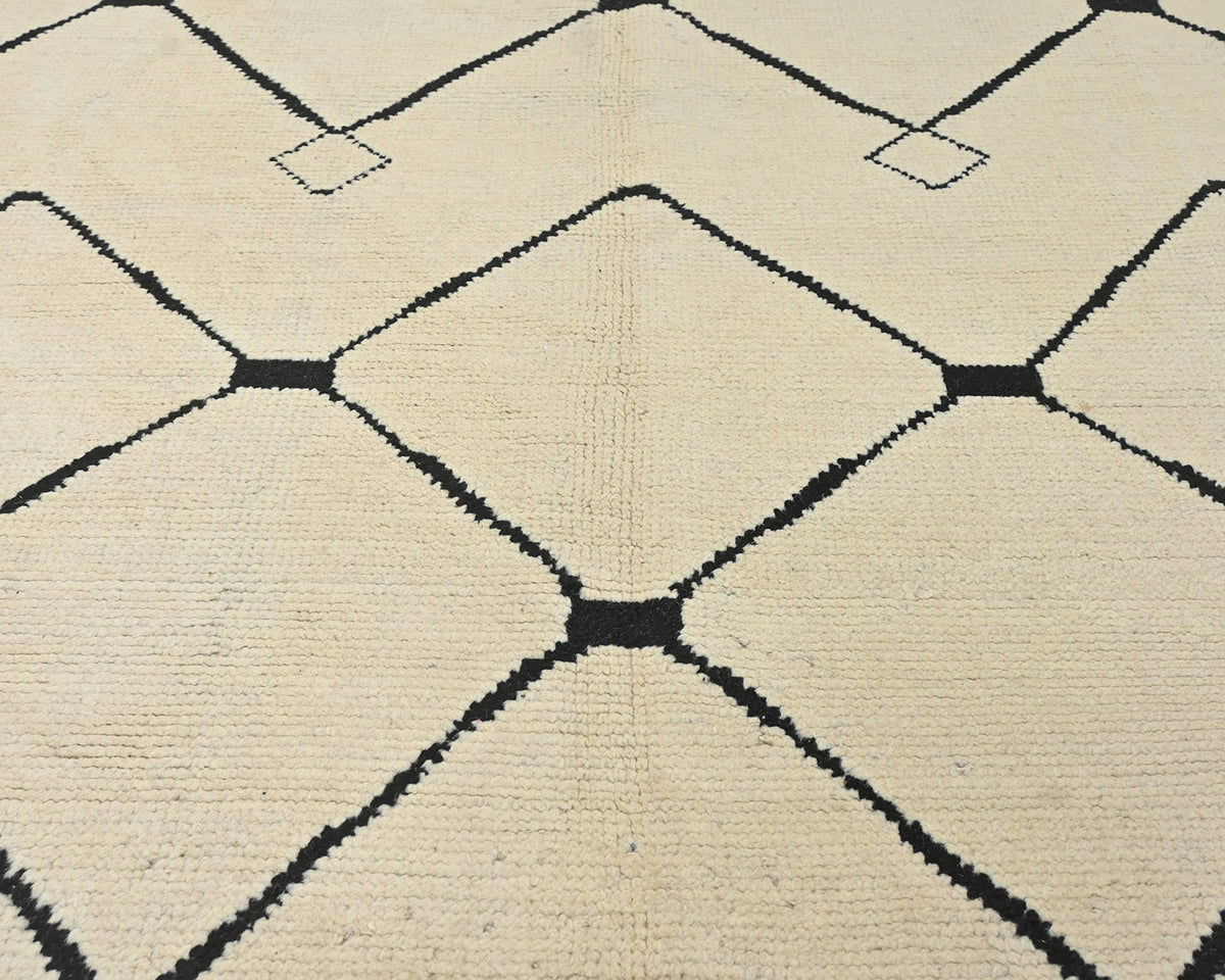 8x11 Moroccan Beige Hand Woven Wool Area Rug