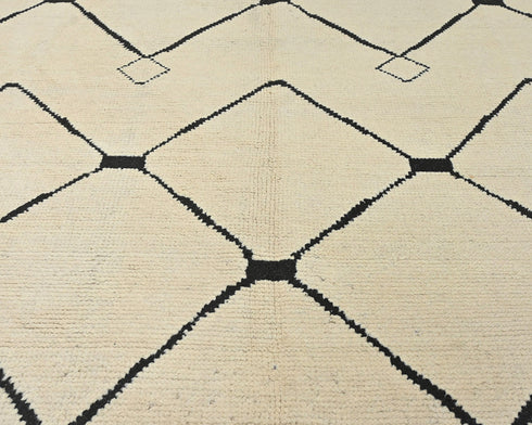 8x11 Moroccan Beige Hand Woven Wool Area Rug