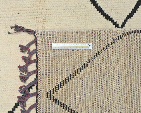 8x11 Moroccan Beige Hand Woven Wool Area Rug
