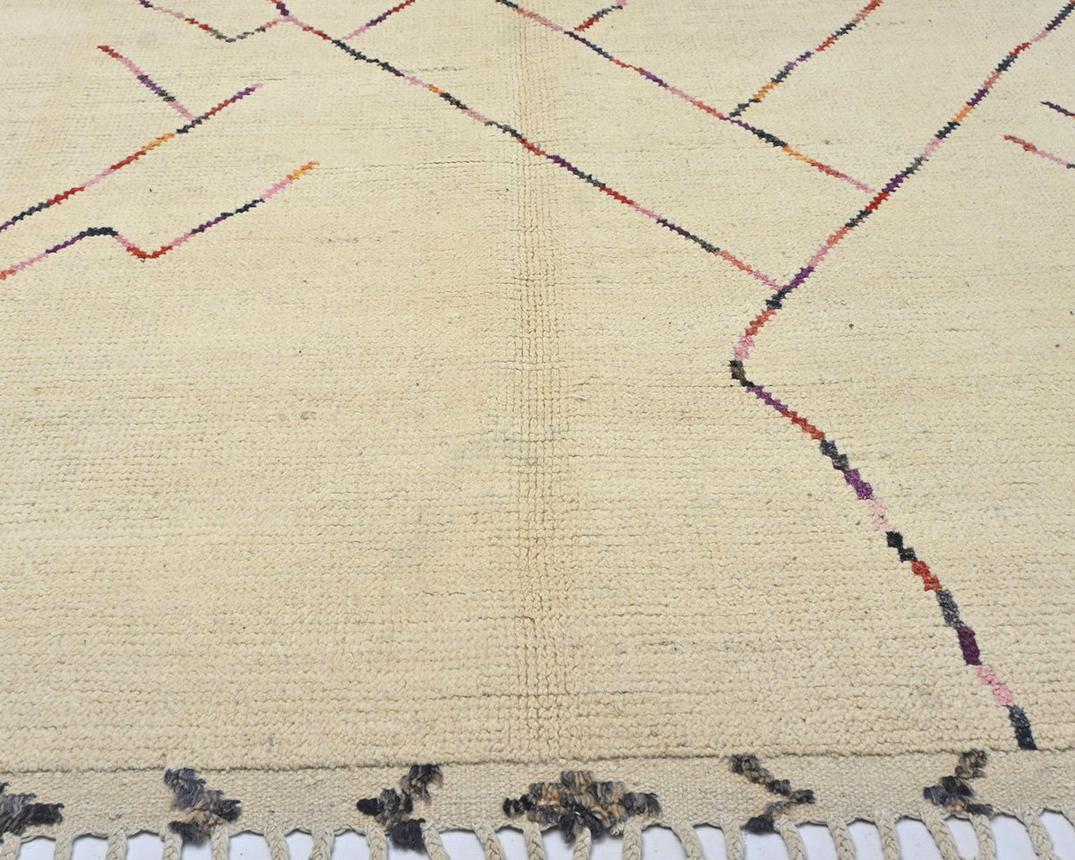 8x11 Moroccan Beige Hand Woven Wool Area Rug