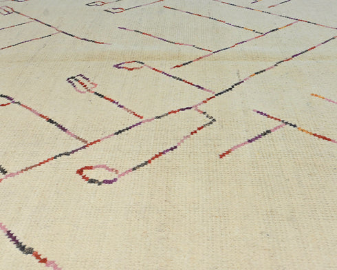 8x11 Moroccan Beige Hand Woven Wool Area Rug