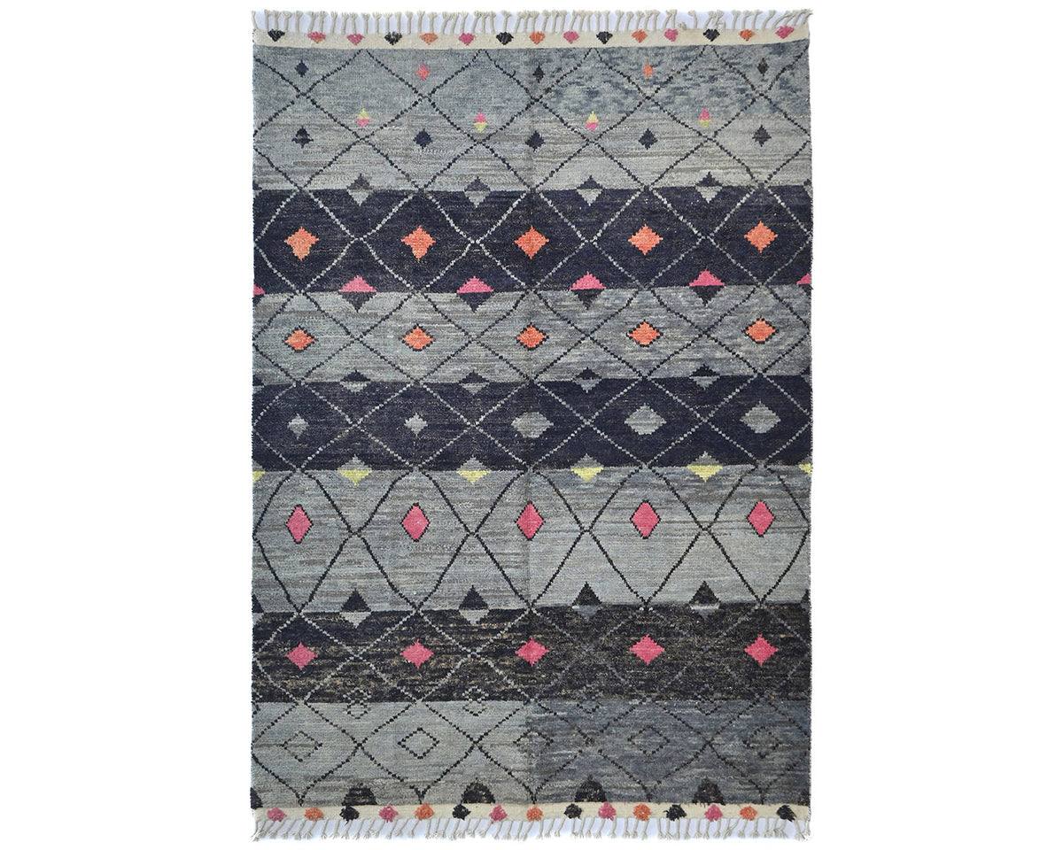 8x11 Moroccan Gray Hand Woven Wool Area Rug