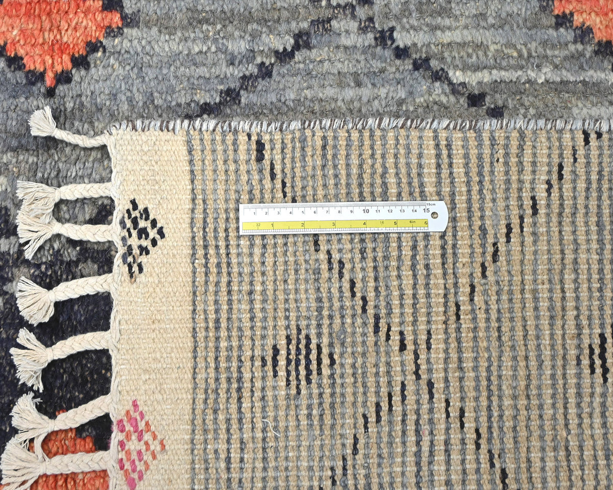 8x11 Moroccan Gray Hand Woven Wool Area Rug
