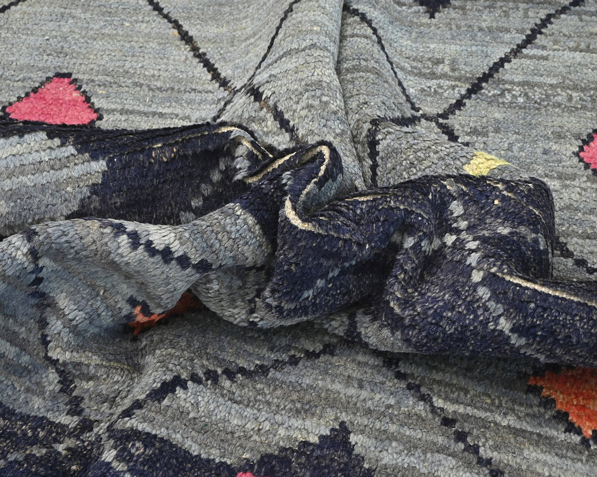 8x11 Moroccan Gray Hand Woven Wool Area Rug