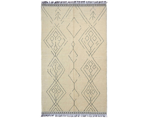 7x11 Moroccan Beige Hand Woven Wool Area Rug