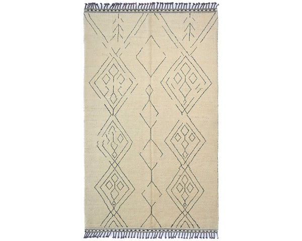 7x11 Moroccan Beige Hand Woven Wool Area Rug