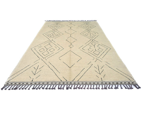 7x11 Moroccan Beige Hand Woven Wool Area Rug