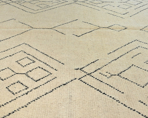 7x11 Moroccan Beige Hand Woven Wool Area Rug