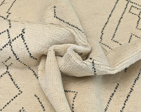 7x11 Moroccan Beige Hand Woven Wool Area Rug