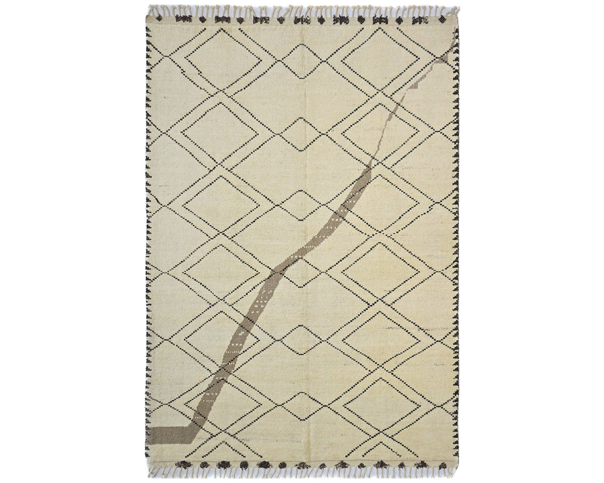 8x11 Moroccan Beige Hand Woven Wool Area Rug