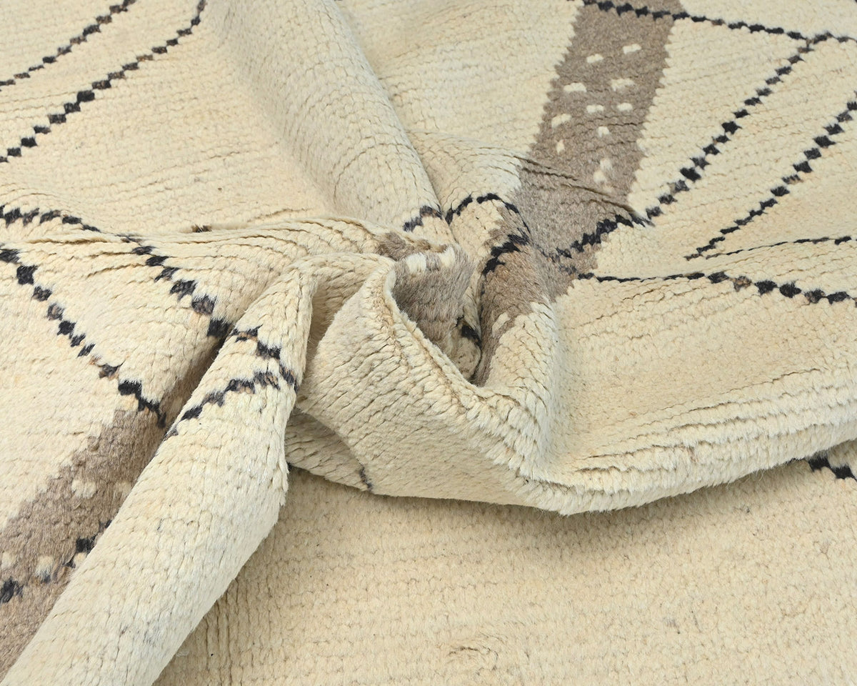 8x11 Moroccan Beige Hand Woven Wool Area Rug