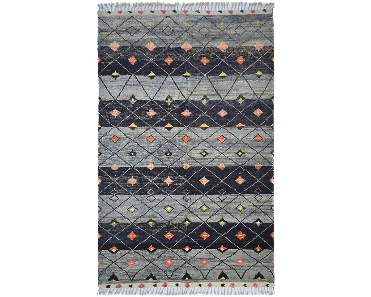 8x12 Moroccan Gray Hand Woven Wool Area Rug