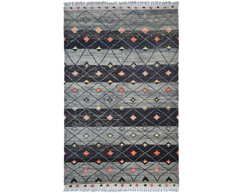 Alfombra marroquí de lana tejida a mano en gris de 8 x 12 pulgadas