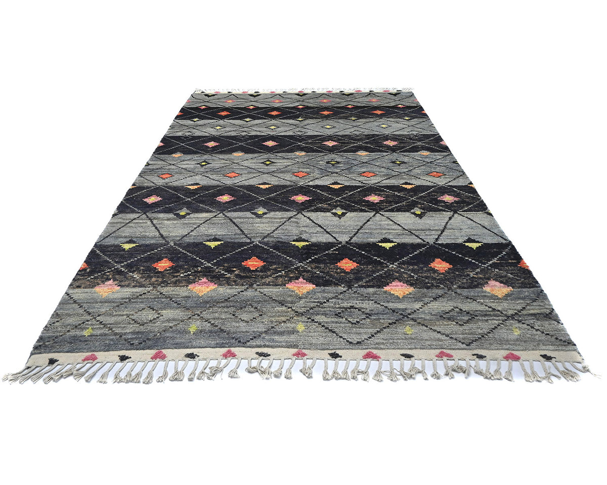 8x12 Moroccan Gray Hand Woven Wool Area Rug