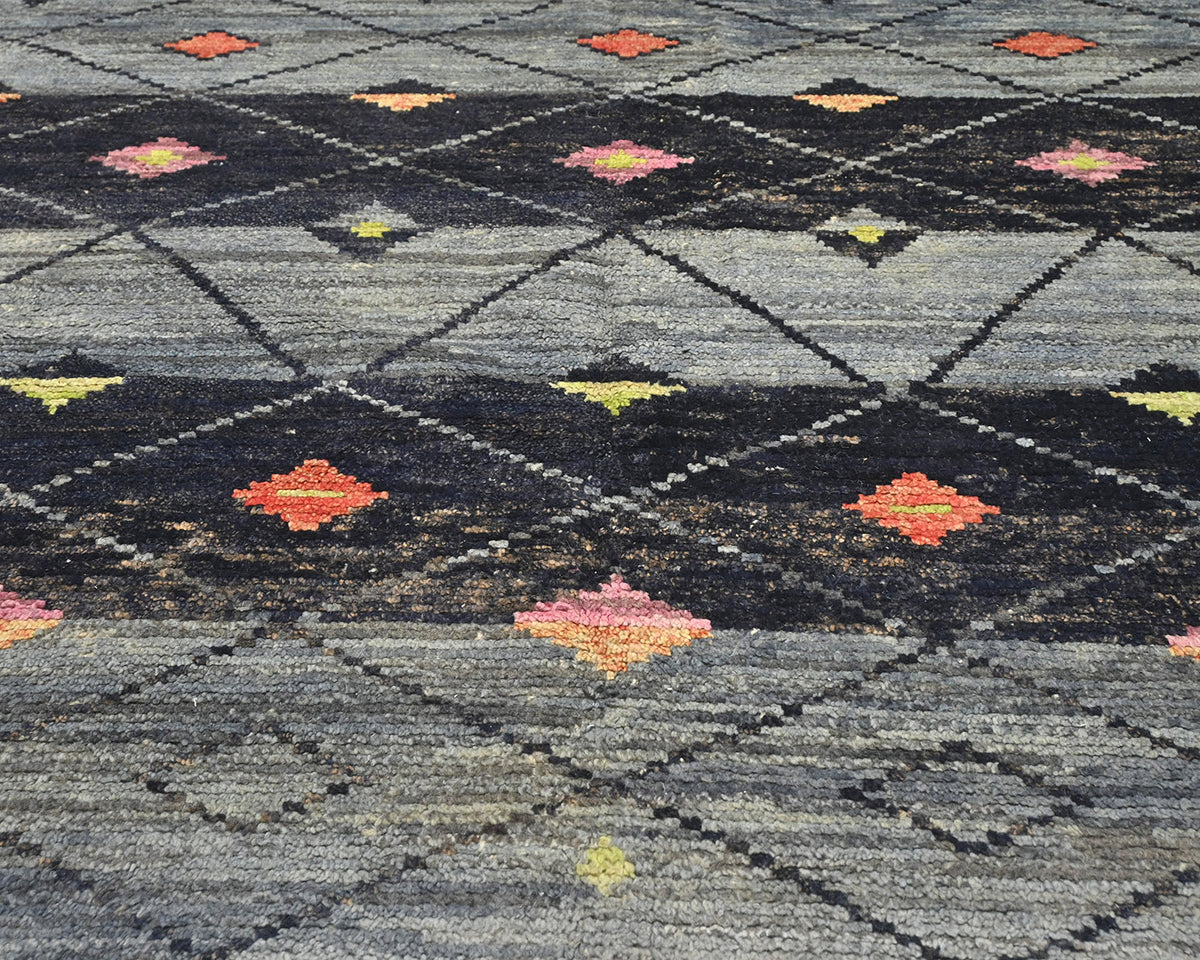 8x12 Moroccan Gray Hand Woven Wool Area Rug
