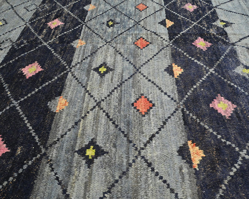 Alfombra marroquí de lana tejida a mano en gris de 8 x 12 pulgadas