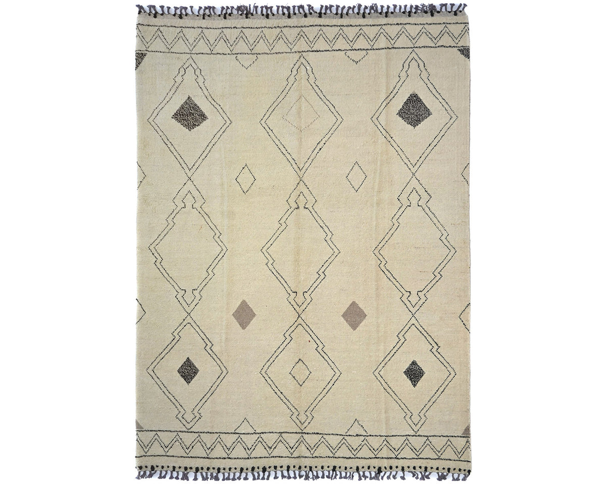 9x14 Moroccan Beige Hand Woven Wool Area Rug