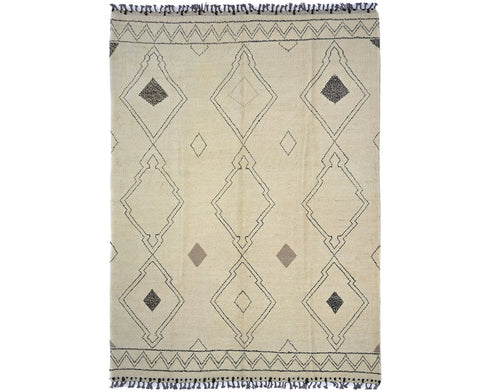9x14 Moroccan Beige Hand Woven Wool Area Rug